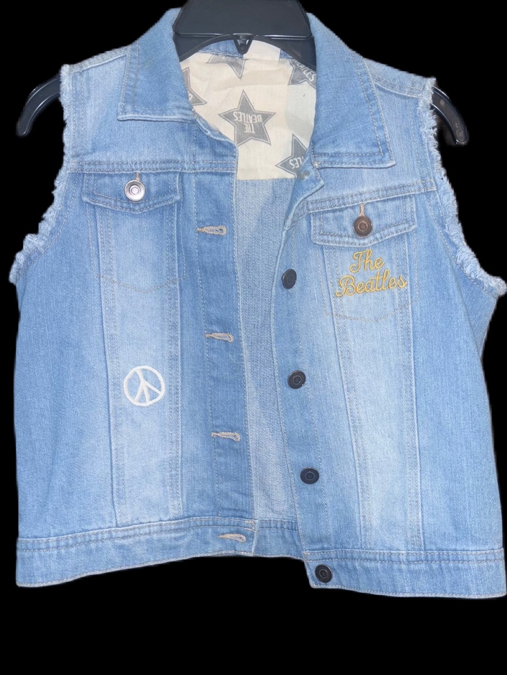 Junk Food Beatles Embroidered Denim Vest Girls XL